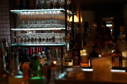 Bar bottles and cups